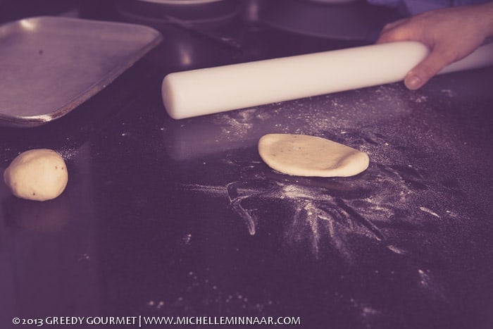 Pastry, dough and rolling pin