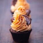 Chocolate cupcake with orange frosting