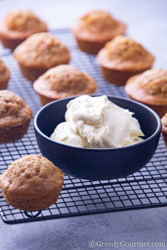 Bowl of cream cheese frosting