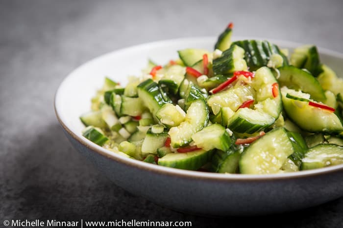 Summery spicy cucumber salad