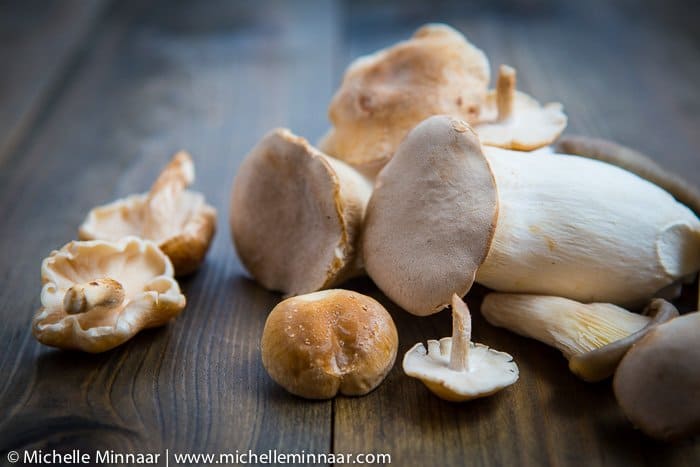 wild mushrooms on table