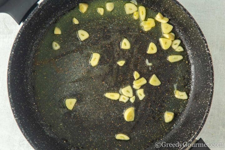 frying garlic in butter.