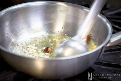 garlic being fried