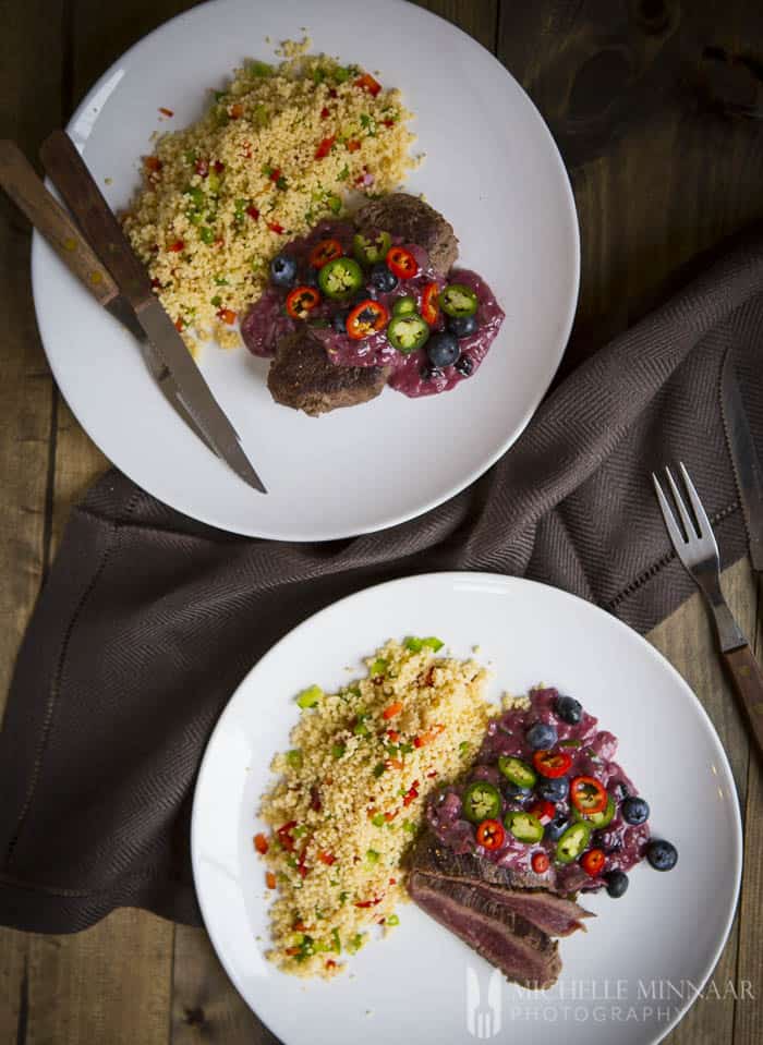 Ostrich and pepper couscous