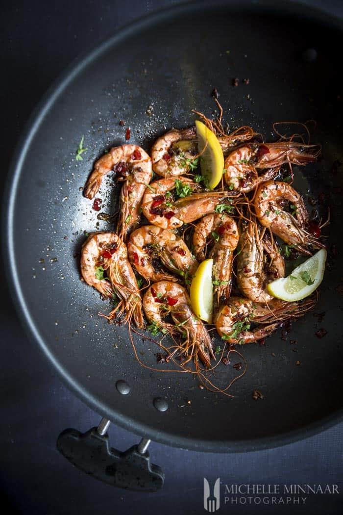 Cooked prawns with spices