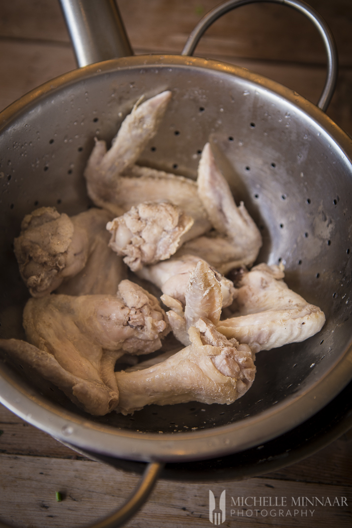 Boiled chicken wings