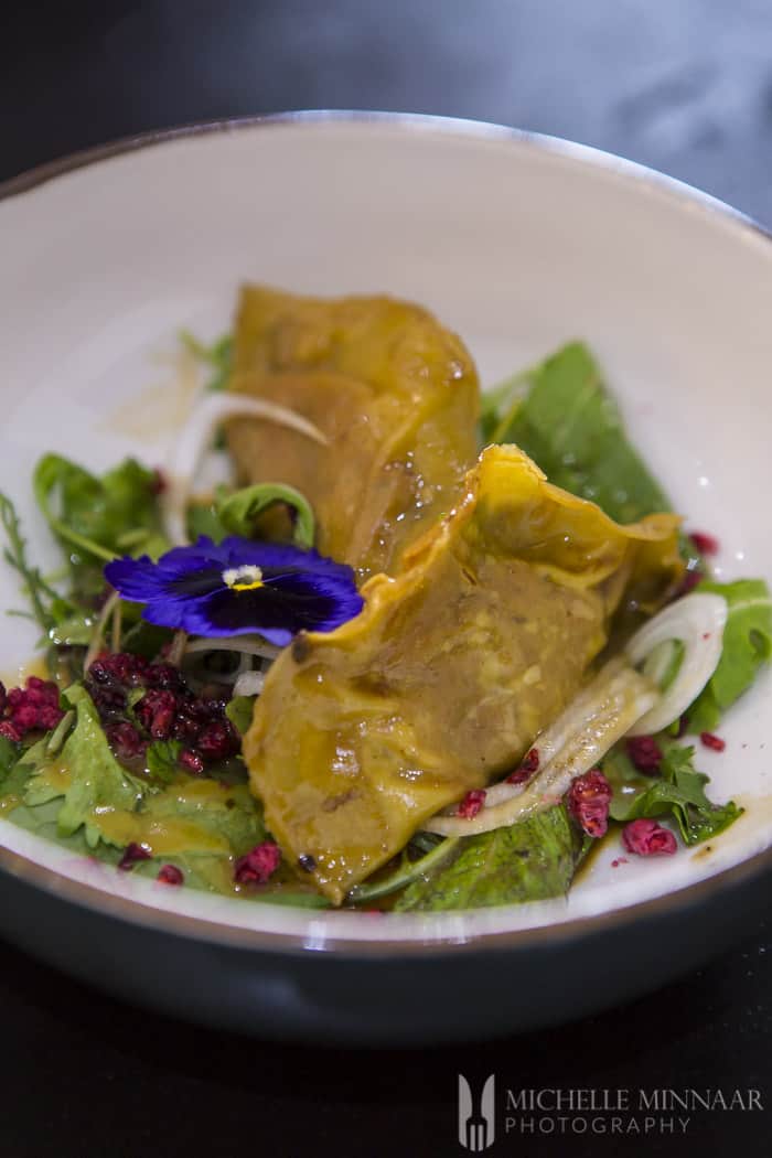 Pork Gyozas with Raspberry