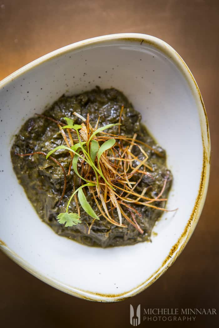 Green vegetables in coconut milk