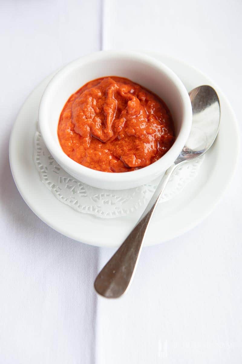 A close up of a red tomato sauce