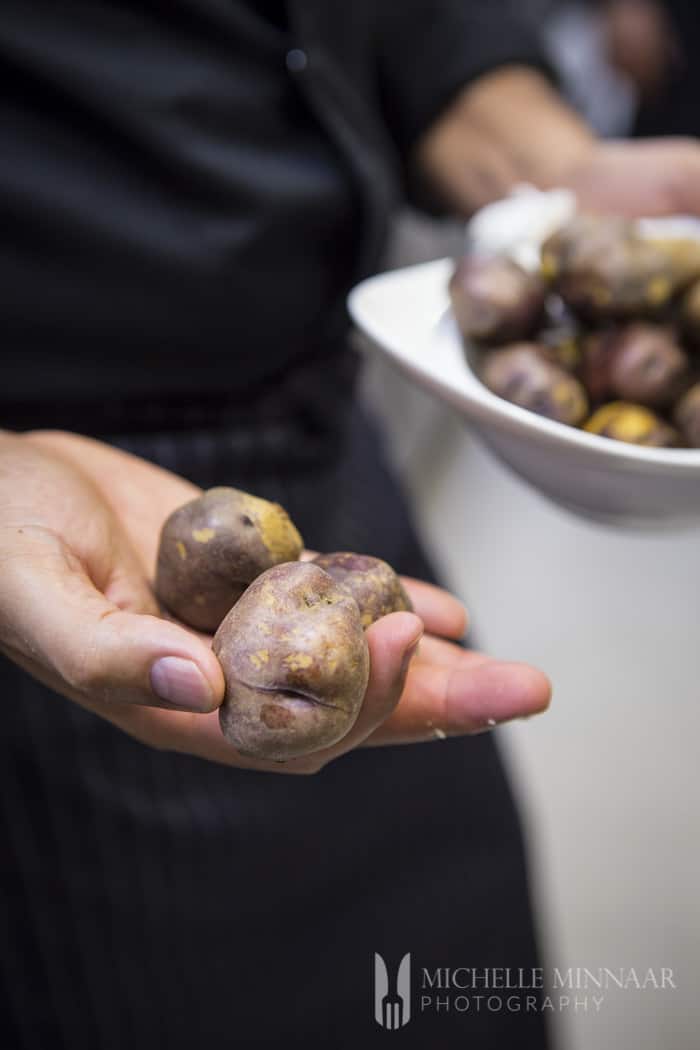 Raw baby potatoes