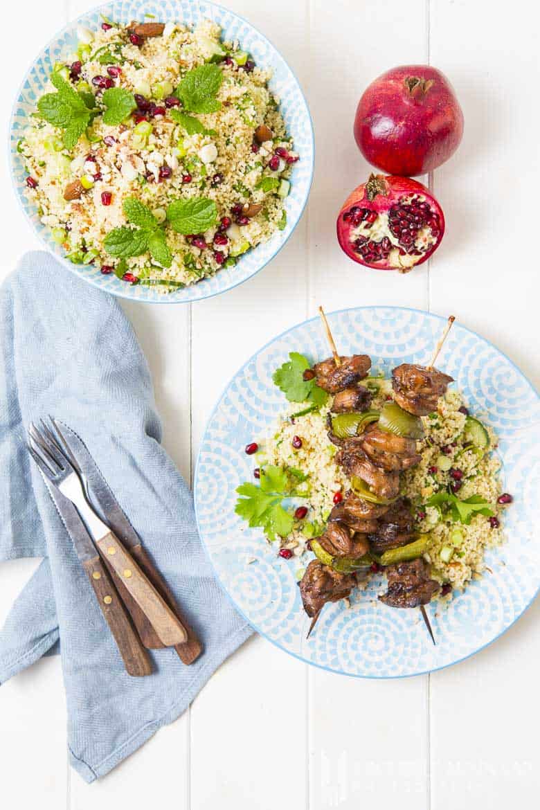 Skewers of Chicken on Couscous.