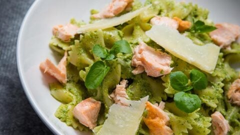 Salmon Pasta Watercress Pesto