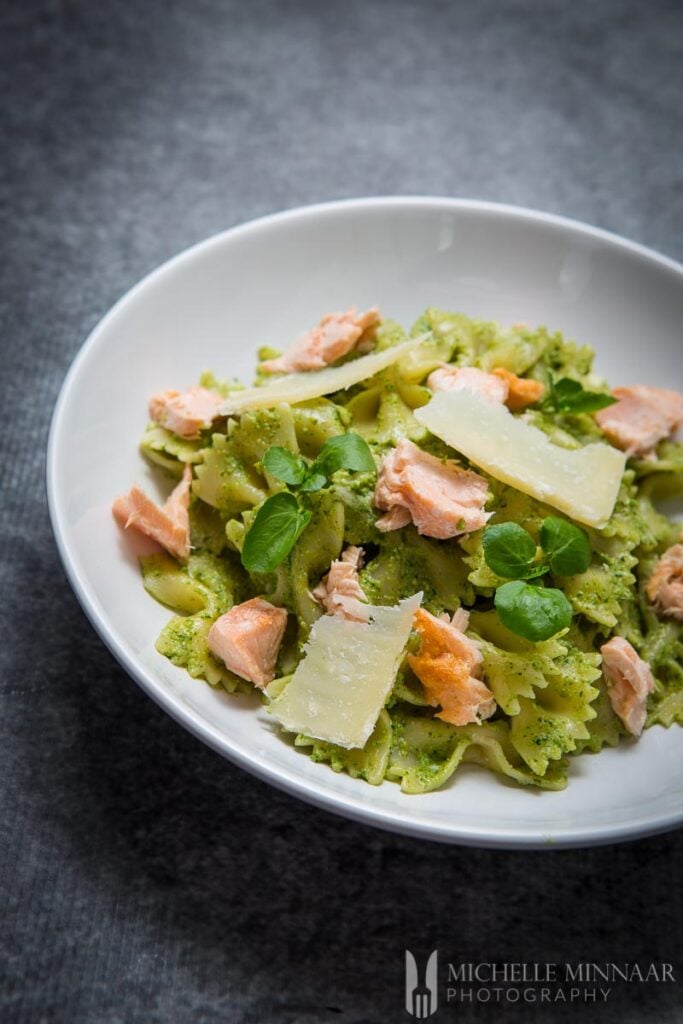 Salmon Pasta Watercress Pesto