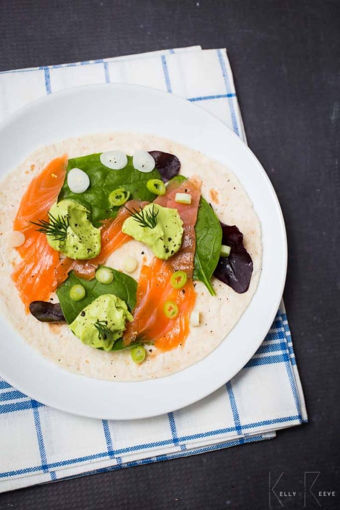 Avo Dip Smoked Salmon Spinach