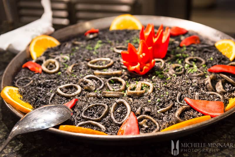 Black rice and calamari