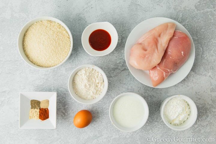 Ingredients for bang bang chicken on a table.
