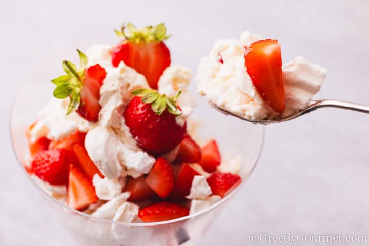 Eton mess in a serving glass.