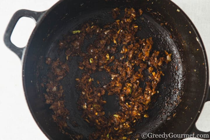 frying onion.