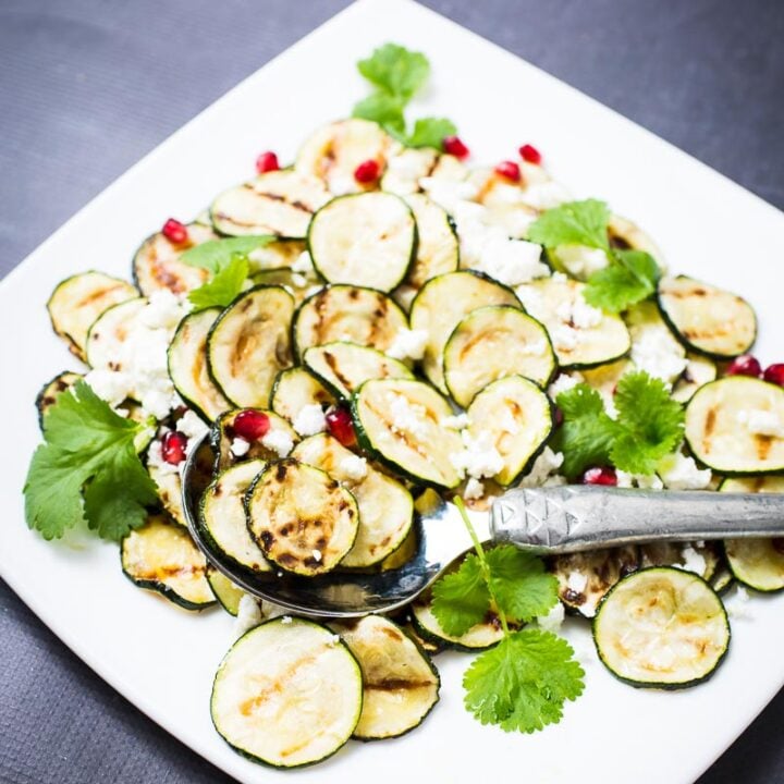 Pomegranate Courgette Salad Feta