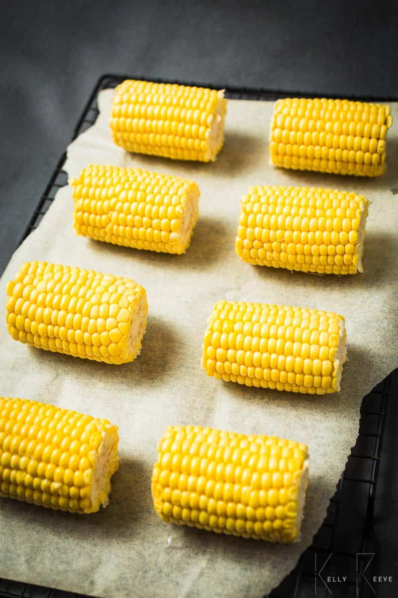 Sweetcorn Cobs Halved.