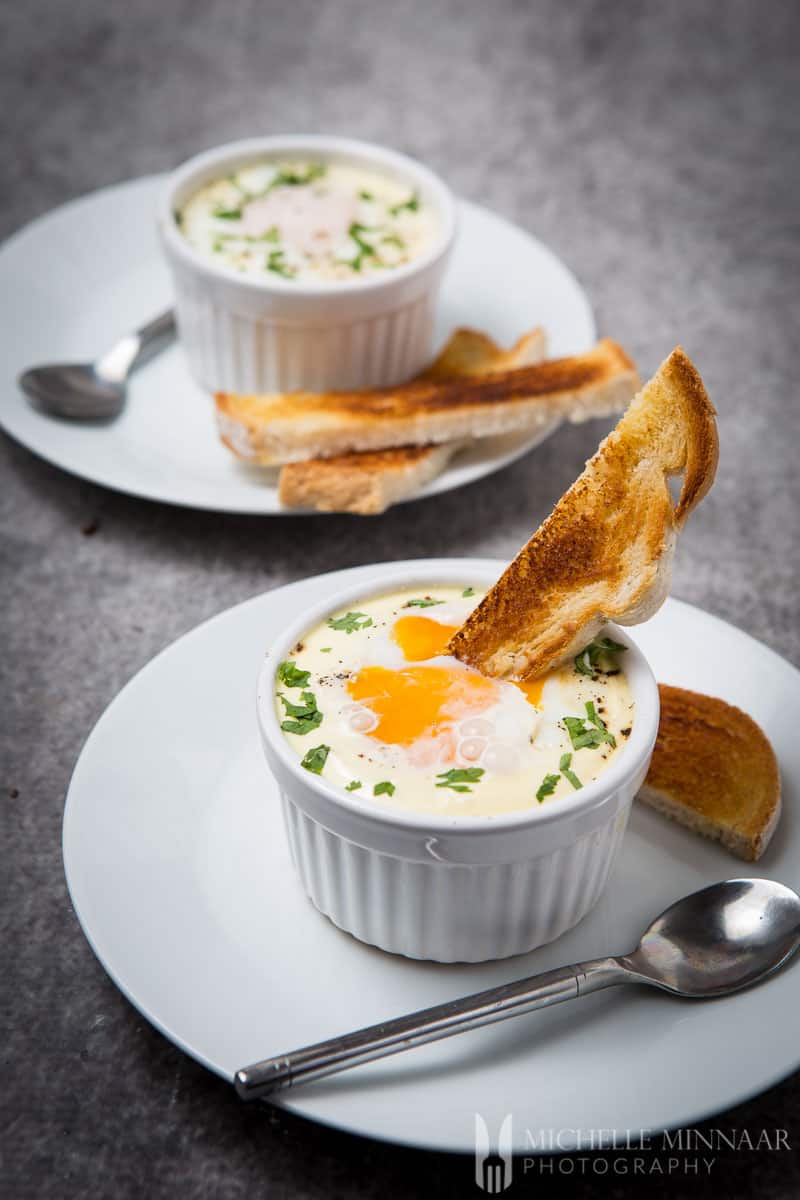 Cheesy Oeufs en Cocotte / Eggs in Pots - Chocolates & Chai