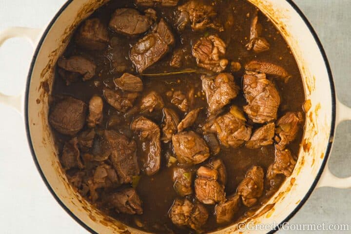 preparing lamb stew.