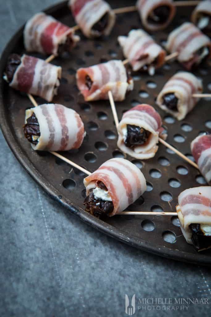 Prune Skewers Raw Bacon