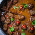 beef kofta curry close up in a sauceman