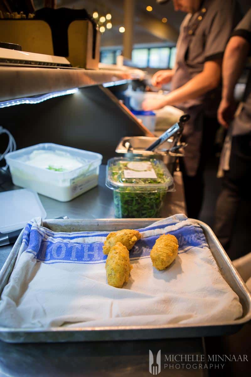 Fried Fritters Draining Deep