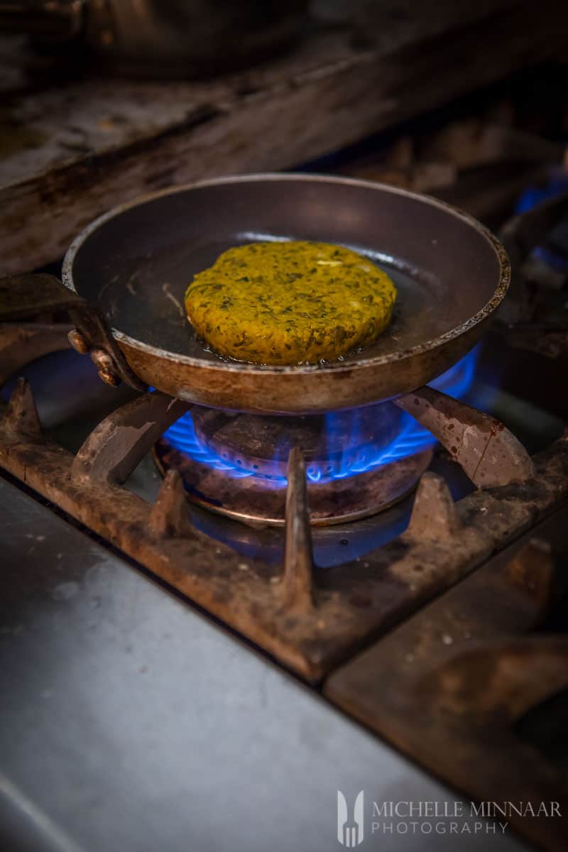 Burger Patty Frying Lentil