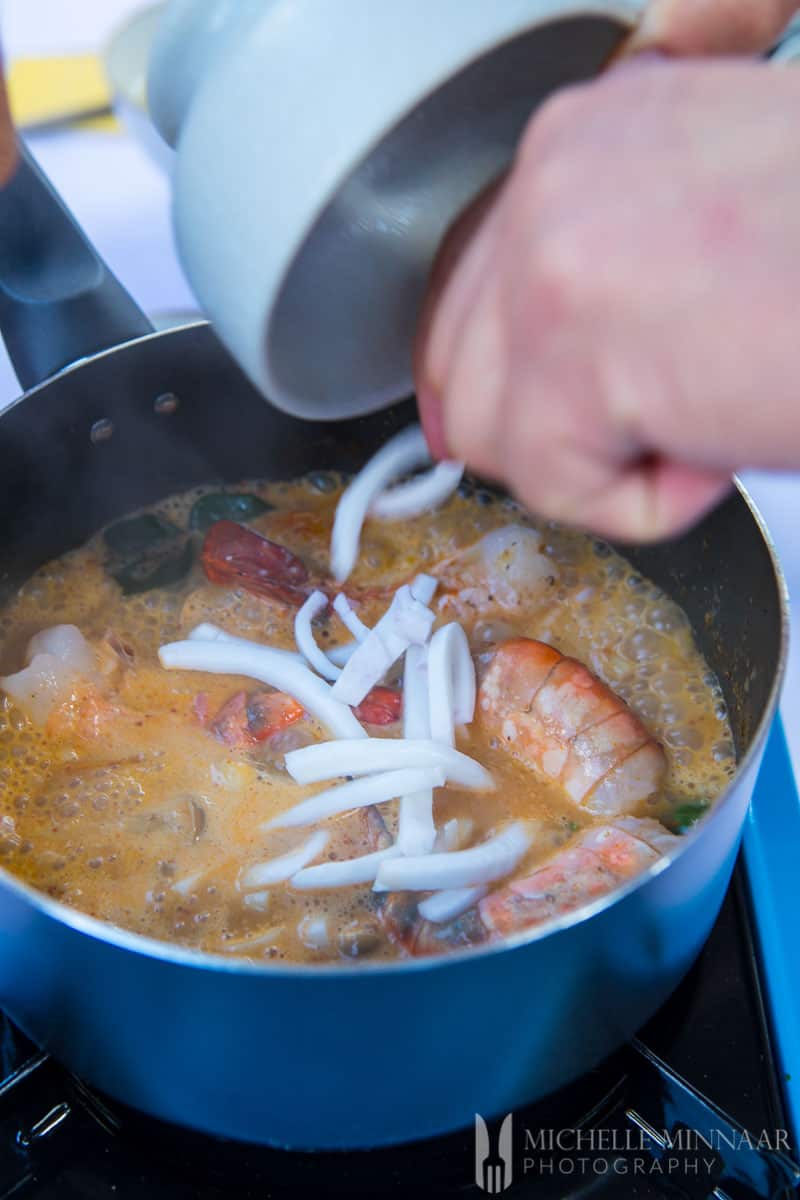 Thai Prawn Soup Preparing