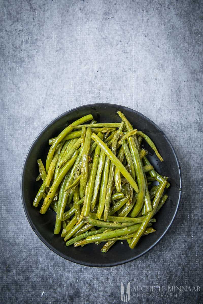 Ariel view of cooked greenbeans