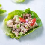 A close up view of Tuna Lettuce Wraps