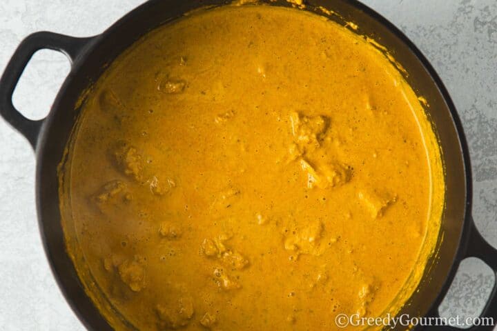 Cooked chicken korma.