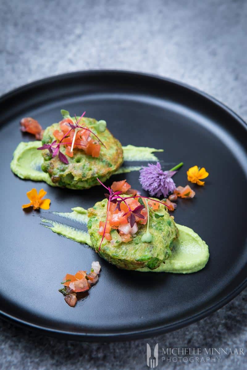 Pea fritters from Dine Indulge