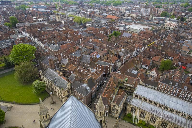 A small town view of York, red rooftops