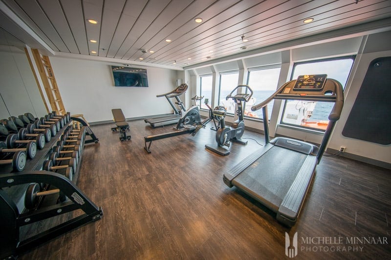 The gym of the hurtigruten cruise 