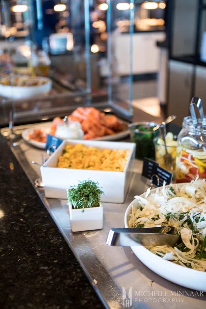 A buffet table on the hurtigruten