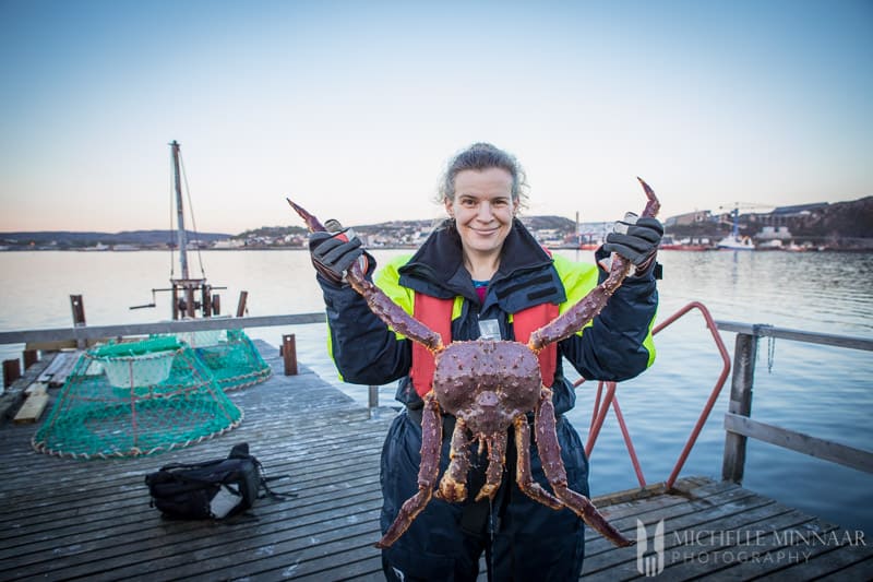 Michelle holding a King Crab