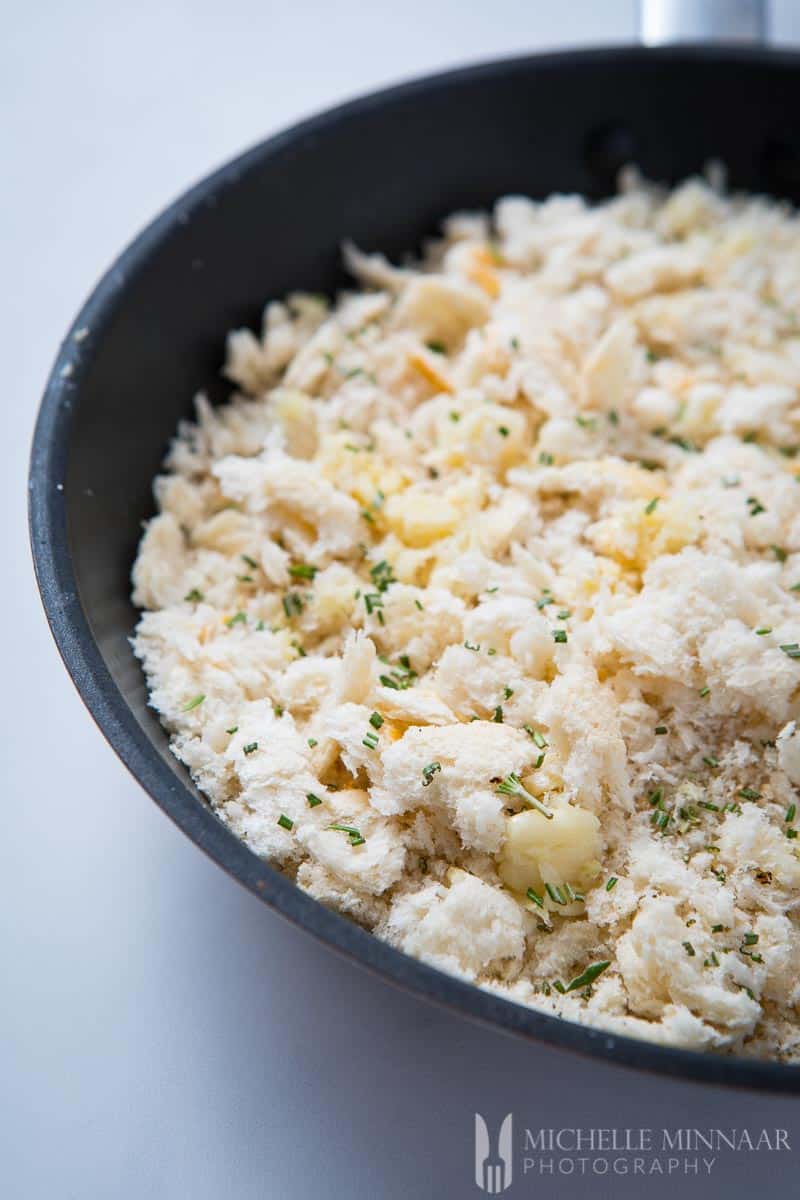 A close up of Breadcrumbs Rosemary and Garlic