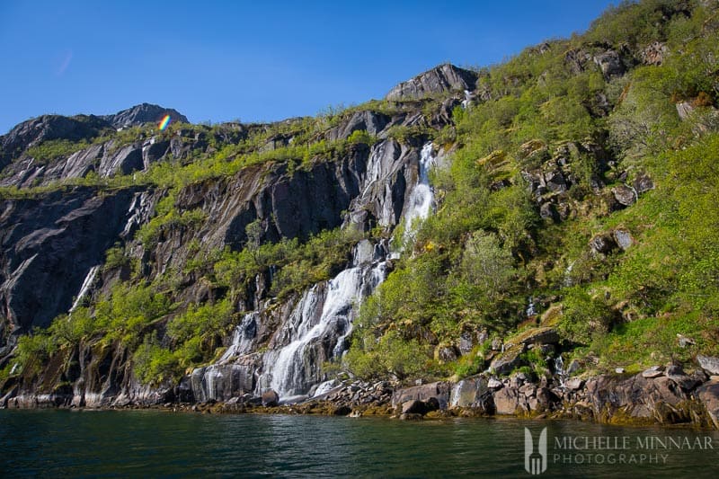 Waterfall in Norway seen from hurtigruten