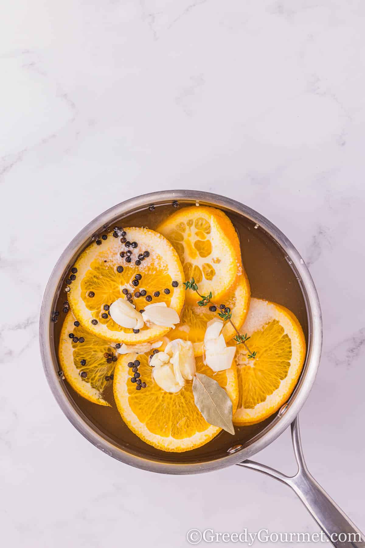 Ingredients in a pot.