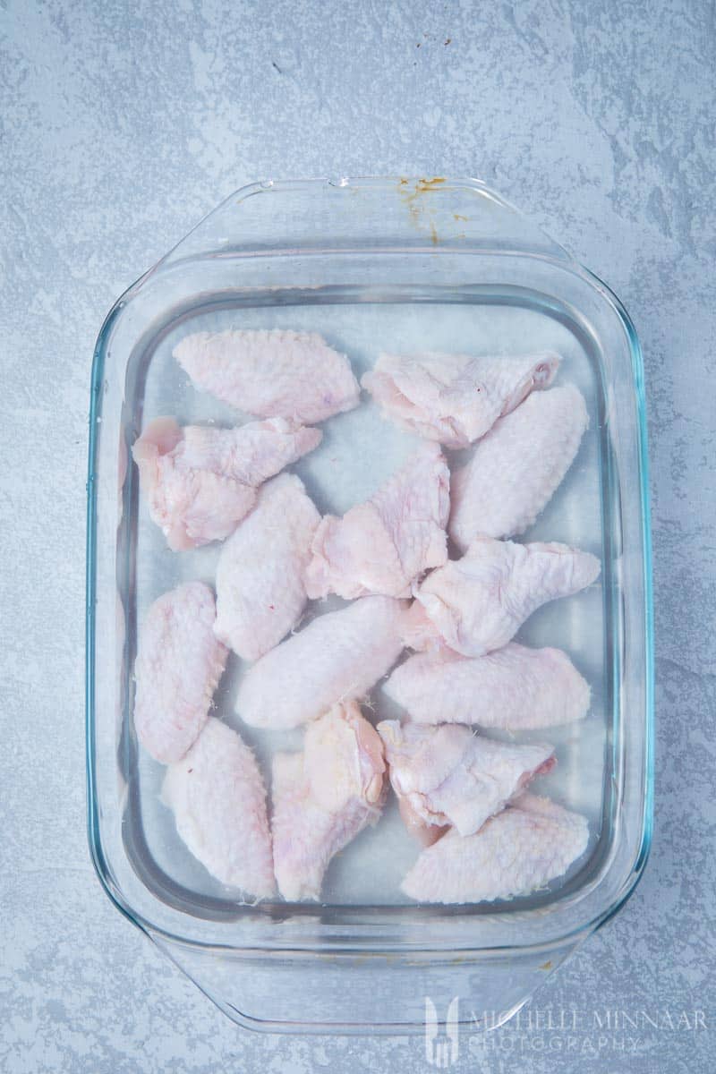 Raw Chicken Wings brining 