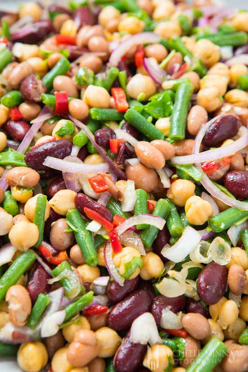 A close up of 4 bean salad 