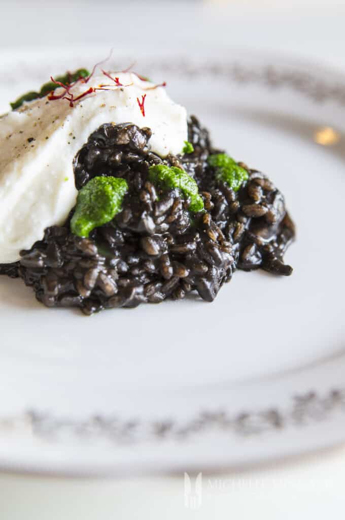 A pile of Squid Ink Risotto 