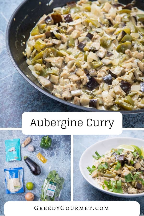 Make this easy aubergine curry recipe in under thirty minutes! You'll get all the ingredients in advance. All you need to do is cook the ingredients. #packagedmeals #easydinner #eggplant