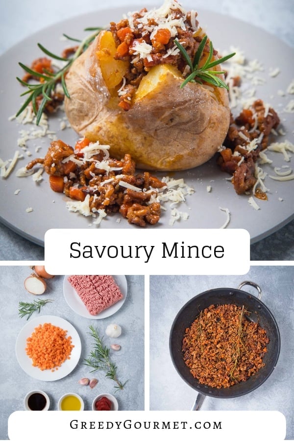 This savoury mince recipe I made for the Try Lamb, Love Lamb campaign delivers bold flavours of lamb mince. Serve this gourmet savoury mince recipe over baked potatoes and top with cheddar cheese! #lamb #mincemeat