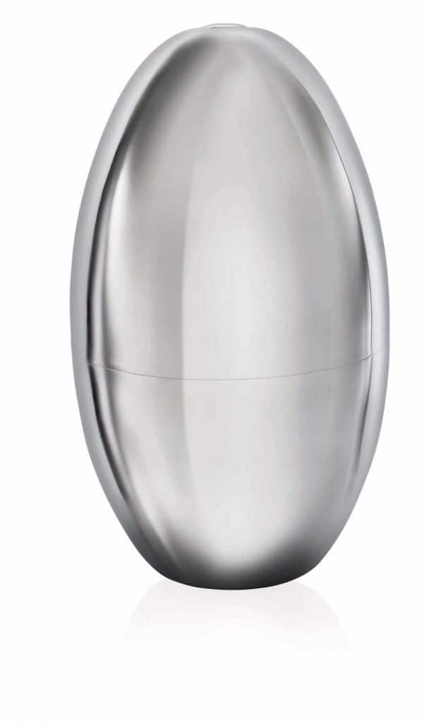 A large silver egg