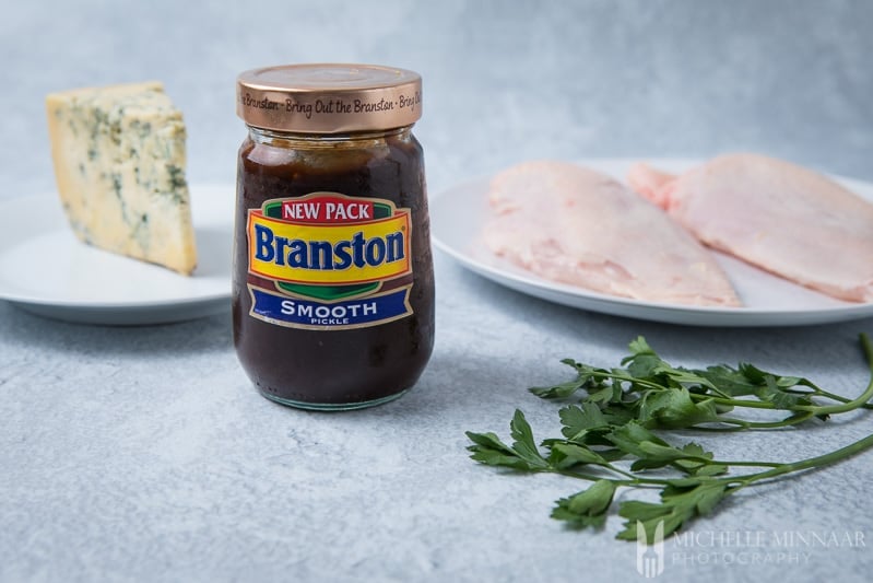 A brown jar of Branston pickle spread