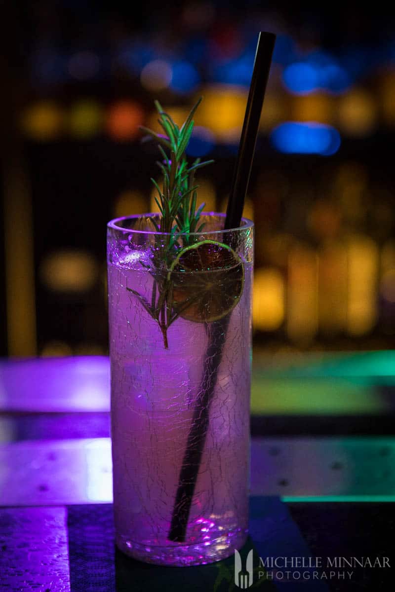 A purple cocktail